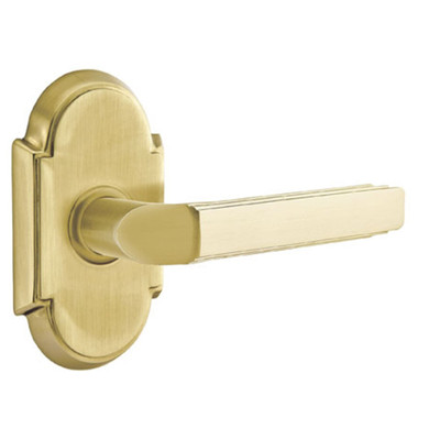 Emtek 8208-M-US4 Milano Door Lever Privacy Set With #8 Rosette Satin Brass