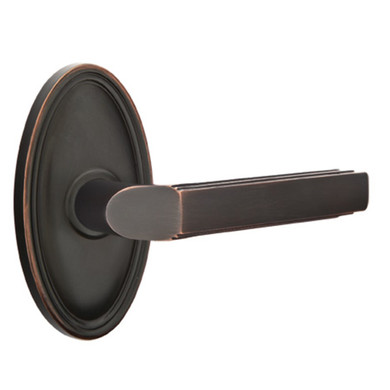 Emtek 8220-M-US10B Milano Door Lever Privacy Set With Oval Rosette Oil Rubbed Bronze