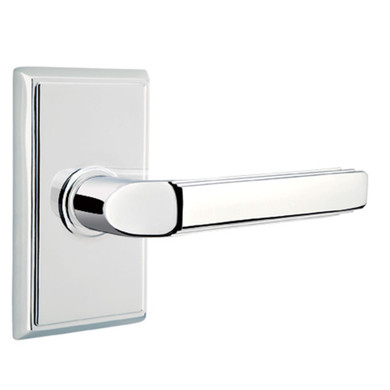 Emtek 8221-M-US26 Milano Door Lever Privacy Set With Rectangular Rosette Polished Chrome