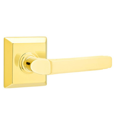 Emtek 8231-M-US3 Milano Door Lever Privacy Set With Quincy Rosette Polished Brass