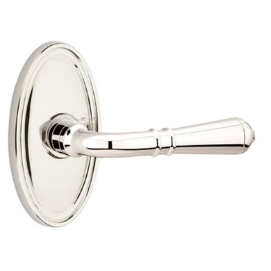 Emtek 8520-T-US14 Turino Door Lever Dummy Set With Oval Rosette Polished Nickel