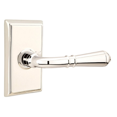 Emtek 8521-T-US14 Turino Door Lever Dummy Set With Rectangular Rosette Polished Nickel