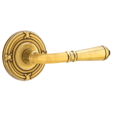 Emtek 8107-T-US7 Turino Door Lever Passage Set With Ribbon & Reed Rosette French Antique