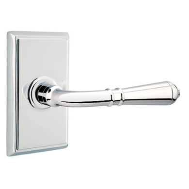 Emtek 8121-T-US26 Turino Door Lever Passage Set With Rectangular Rosette Polished Chrome