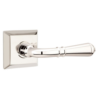 Emtek 8131-T-US14 Turino Door Lever Passage Set With Quincy Rosette Polished Nickel
