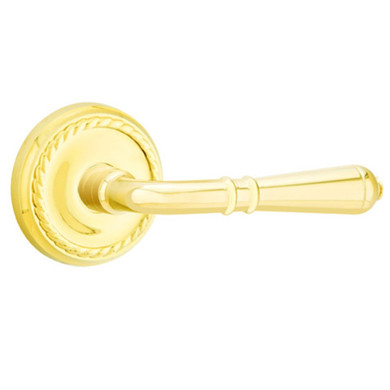 Emtek 8201-T-US3 Turino Door Lever Privacy Set With Rope Rosette Polished Brass