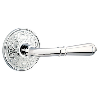 Emtek 8206-T-US26 Turino Door Lever Privacy Set With Lancaster Rosette Polished Chrome