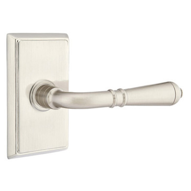 Emtek 8221-T-US15 Turino Door Lever Privacy Set With Rectangular Rosette Satin Nickel