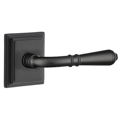 Emtek 8221-T-US19 Turino Door Lever Privacy Set With Rectangular Rosette Flat Black