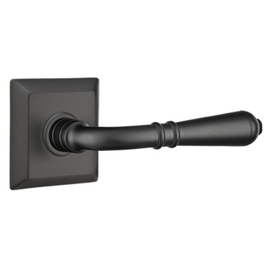 Emtek 8231-T-US19 Turino Door Lever Privacy Set With Quincy Rosette Flat Black