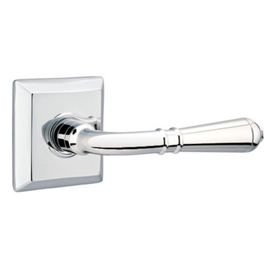 Emtek 8231-T-US26 Turino Door Lever Privacy Set With Quincy Rosette Polished Chrome