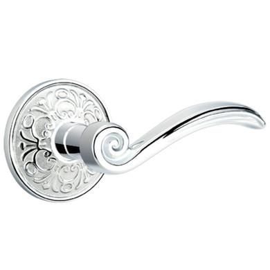 Emtek 8056-EN-US26 Elan Door Lever Dummy Set With Lancaster Rosette Polished Chrome