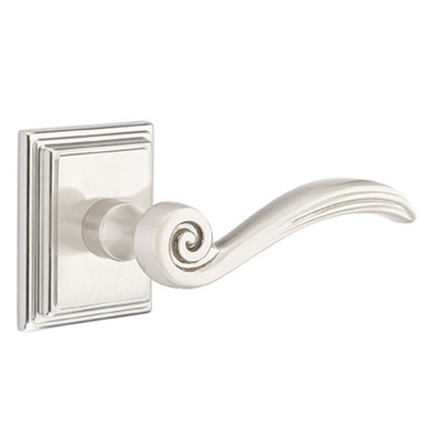Emtek 8561-EN-US15 Elan Door Lever Dummy Set With Wilshire Rosette Satin Nickel