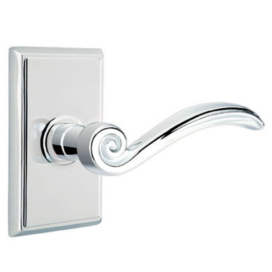 Emtek 8121-EN-US26 Elan Door Lever Passage Set With Rectangular Rosette Polished Chrome