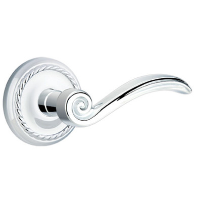 Emtek 8201-EN-US26 Elan Door Lever Privacy Set With Rope Rosette Polished Chrome