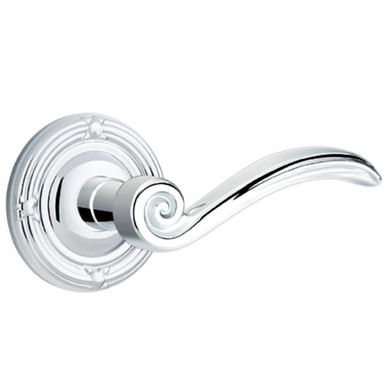 Emtek 8207-EN-US26 Elan Door Lever Privacy Set With Ribbon & Reed Rosette Polished Chrome