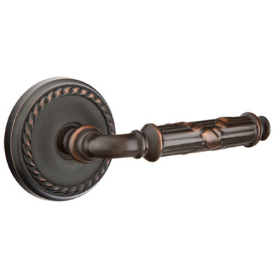 Emtek 8051-RBL-US10B Ribbon & Reed Door Lever Dummy Set With Rope Rosette Oil Rubbed Bronze