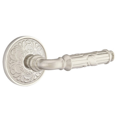 Emtek 8056-RBL-US15 Ribbon & Reed Door Lever Dummy Set With Lancaster Rosette Satin Nickel