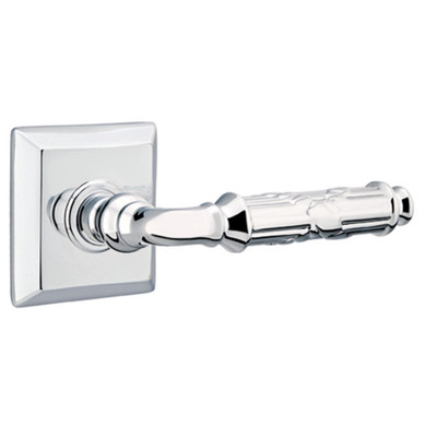 Emtek 8231-RBL-US26 Ribbon & Reed Door Lever Privacy Set With Quincy Rosette Polished Chrome