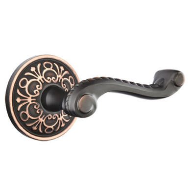 Emtek 8206-RL-US10B Rope Door Lever Privacy Set With Lancaster Rosette Oil Rubbed Bronze