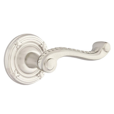 Emtek 8207-RL-US15 Rope Door Lever Privacy Set With Ribbon & Reed Rosette Satin Nickel
