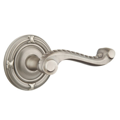 Emtek 8207-RL-US15A Rope Door Lever Privacy Set With Ribbon & Reed Rosette Pewter