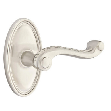 Emtek 8220-RL-US15 Rope Door Lever Privacy Set With Oval Rosette Satin Nickel