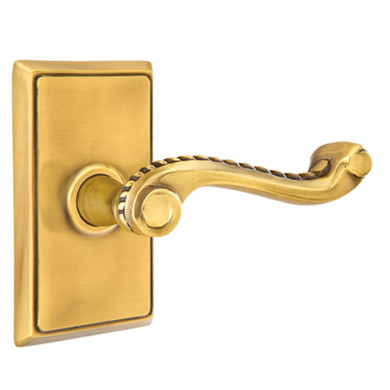 Emtek 8221-RL-US7 Rope Door Lever Privacy Set With Rectangular Rosette French Antique