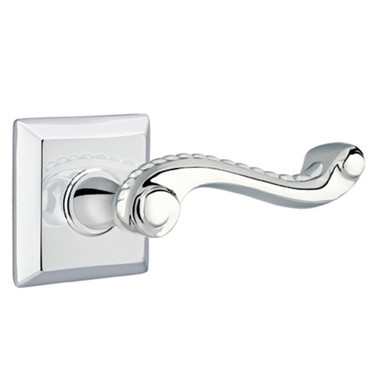 Emtek 8231-RL-US26 Rope Door Lever Privacy Set With Quincy Rosette Polished Chrome