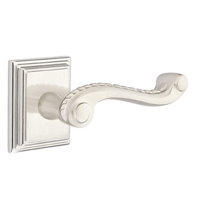 Emtek 8261-RL-US15 Rope Door Lever Privacy Set With Wilshire Rosette Satin Nickel
