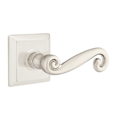 Emtek 8531-R-US15 Rustic Door Lever Dummy Set With Quincy Rosette Satin Nickel