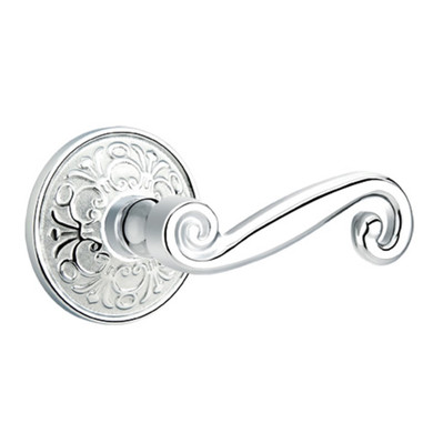 Emtek 8106-R-US26 Rustic Door Lever Passage Set With Lancaster Rosette Polished Chrome