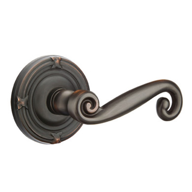 Emtek 8107-R-US10B Rustic Door Lever Passage Set With Ribbon & Reed Rosette Oil Rubbed Bronze
