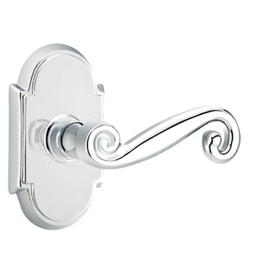 Emtek 8208-R-US26 Rustic Door Lever Privacy Set With #8 Rosette Polished Chrome