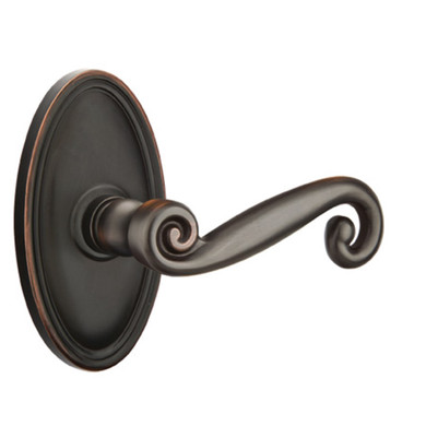 Emtek 8220-R-US10B Rustic Door Lever Privacy Set With Oval Rosette Oil Rubbed Bronze