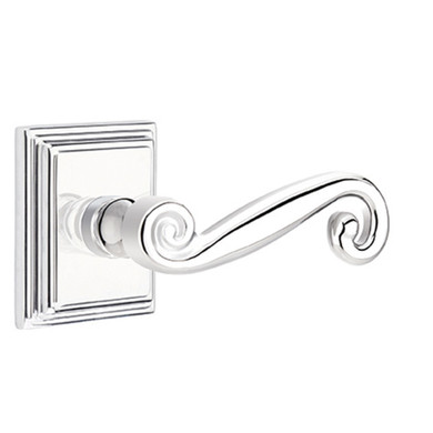Emtek 8261-R-US26 Rustic Door Lever Privacy Set With Wilshire Rosette Polished Chrome