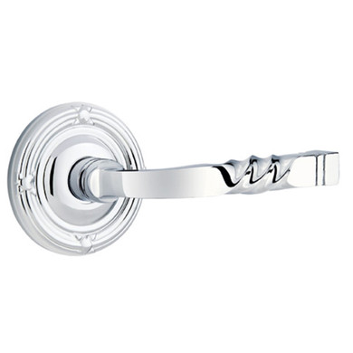 Emtek 8057-SF-US26 Santa Fe Door Lever Dummy Set With Ribbon & Reed Rosette Polished Chrome