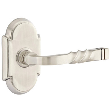 Emtek 8058-SF-US15 Santa Fe Door Lever Dummy Set With #8 Rosette Satin Nickel