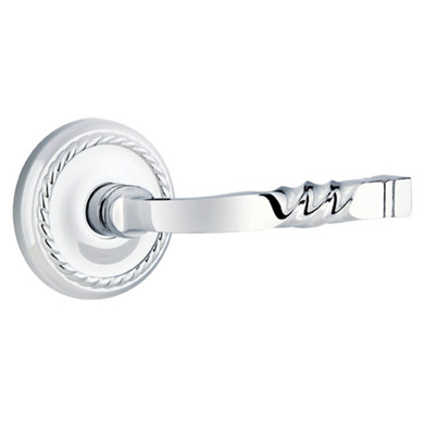 Emtek 8201-SF-US26 Santa Fe Door Lever Privacy Set With Rope Rosette Polished Chrome