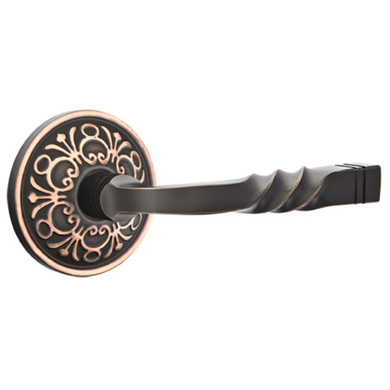 Emtek 8206-SF-US10B Santa Fe Door Lever Privacy Set With Lancaster Rosette Oil Rubbed Bronze
