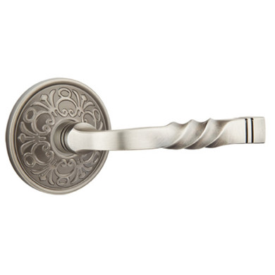 Emtek 8206-SF-US15A Santa Fe Door Lever Privacy Set With Lancaster Rosette Pewter