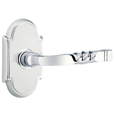Emtek 8208-SF-US26 Santa Fe Door Lever Privacy Set With #8 Rosette Polished Chrome
