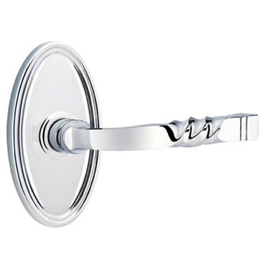 Emtek 8220-SF-US26 Santa Fe Door Lever Privacy Set With Oval Rosette Polished Chrome