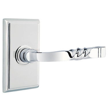 Emtek 8221-SF-US26 Santa Fe Door Lever Privacy Set With Rectangular Rosette Polished Chrome