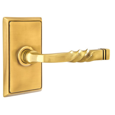 Emtek 8221-SF-US7 Santa Fe Door Lever Privacy Set With Rectangular Rosette French Antique