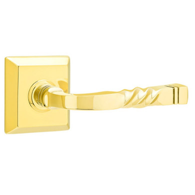 Emtek 8231-SF-US3 Santa Fe Door Lever Privacy Set With Quincy Rosette Polished Brass