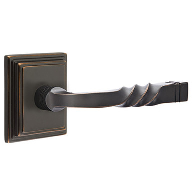 Emtek 8261-SF-US10B Santa Fe Door Lever Privacy Set With Wilshire Rosette Oil Rubbed Bronze