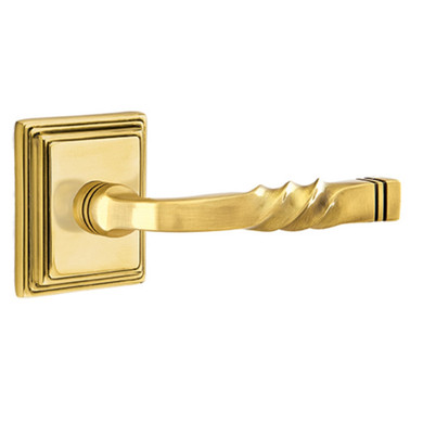 Emtek 8261-SF-US7 Santa Fe Door Lever Privacy Set With Wilshire Rosette French Antique