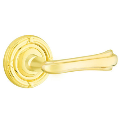 Emtek 8057-WM-US3 Wembley Door Lever Dummy Set With Ribbon & Reed Rosette Polished Brass