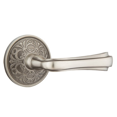 Emtek 8206-WM-US15A Wembley Door Lever Privacy Set With Lancaster Rosette Pewter